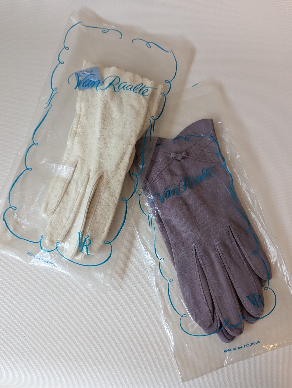 Van Raalte Grey & Cream Vintage Gloves (Two Pair)